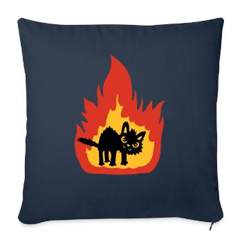 Chat brûlant - Housse de coussin décorative 45 x 45 cm - bleu marine - Devant