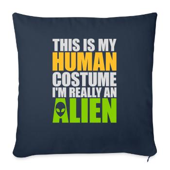 Citation extraterrestre de costume humain - Housse de coussin décorative 45 x 45 cm - bleu marine - Devant