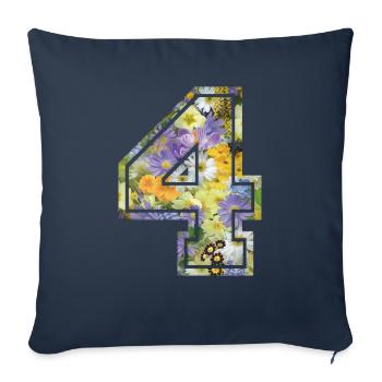 Numero 4 fleur, Équipe Foot, basket université - Housse de coussin décorative 45 x 45 cm - bleu marine - Devant