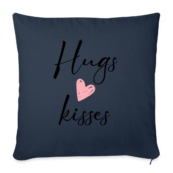 Câlins & baisers - Housse de coussin décorative 45 x 45 cm - bleu marine - Devant