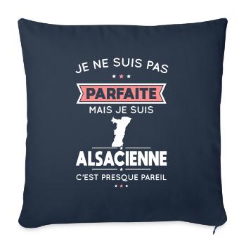 Je ne suis pas parfaite mais je suis Alsacienne - Housse de coussin décorative 45 x 45 cm - bleu marine - Devant