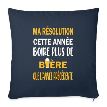 Ma résolution cette année boire plus de bière - Housse de coussin décorative 45 x 45 cm - bleu marine - Devant