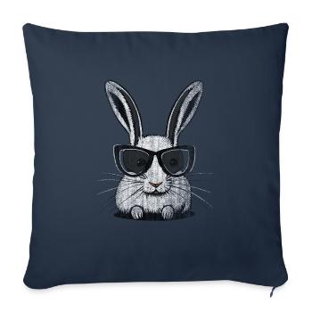 Lunettes de soleil blanches lapin - Housse de coussin décorative 45 x 45 cm - bleu marine - Devant