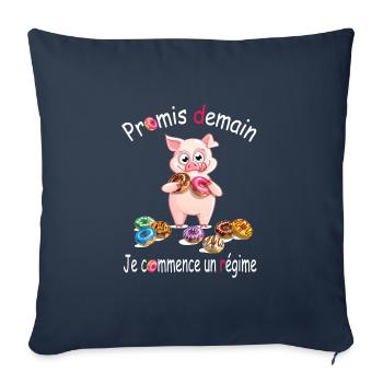 promis demain je commence un régime,humour - Housse de coussin décorative 45 x 45 cm - bleu marine - Devant