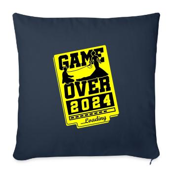 Wedding Loading 2024 Game Over - Housse de coussin décorative 45 x 45 cm - bleu marine - Devant