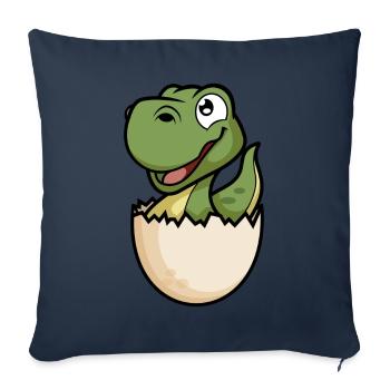 Dino Baby dans l’œuf Drôle de dinosaure - Housse de coussin décorative 45 x 45 cm - bleu marine - Devant