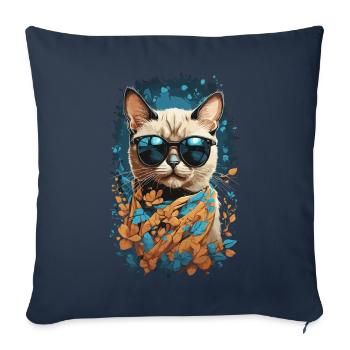 Stylish Siamese cat cat for cat fans Cats - Sofa pillowcase 17,3'' x 17,3'' (45 x 45 cm) - navy - Front
