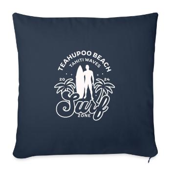 Teahupoo beach Tahiti waves - Housse de coussin décorative 45 x 45 cm - bleu marine - Devant