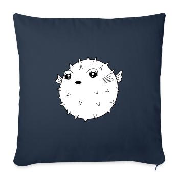 Kukelfisch lustiger Fugu - Sofakissenbezug 45 x 45 cm - Navy - Vorne