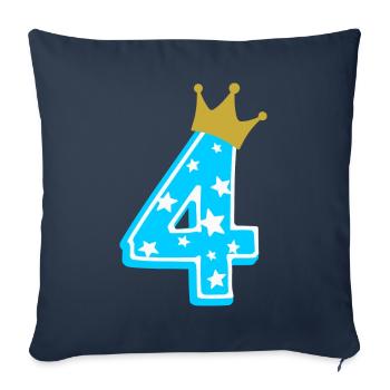 4 crown 4th birthday 4 years - Sofa pillowcase 17,3'' x 17,3'' (45 x 45 cm) - navy - Front