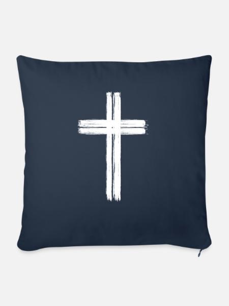 Kreuz II "weiß" - Sofakissenbezug 45 x 45 cm - Navy