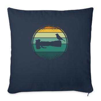 Photographie de nature | Long objectif | Oiseau avant la - Housse de coussin décorative 45 x 45 cm - bleu marine - Devant