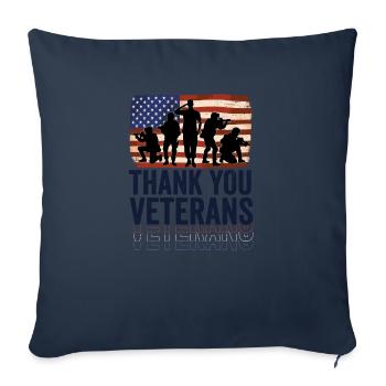 Patriotique MERCI AUX ANCIENS COMBATTANTS et aux soldats - Housse de coussin décorative 45 x 45 cm - bleu marine - Devant