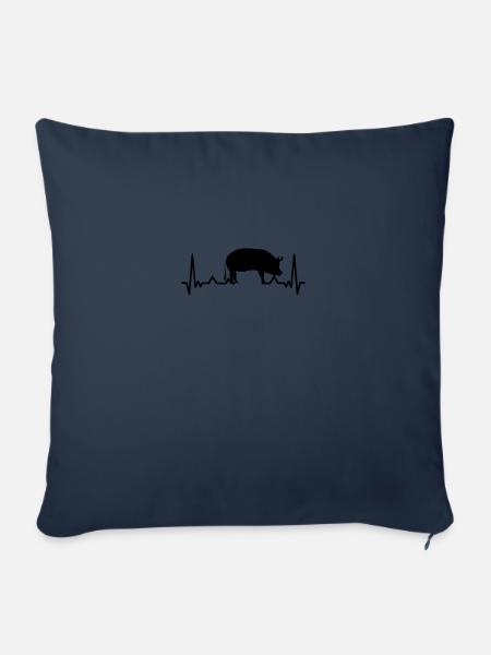 Geschenk Heartbeat Schwein - Sofakissenbezug 45 x 45 cm - Navy