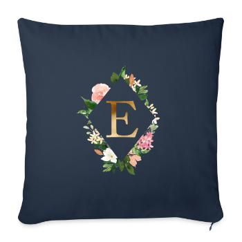 Flowers Bouquet Boho Monogram E customizable - Sofa pillowcase 17,3'' x 17,3'' (45 x 45 cm) - navy - Front