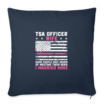 Héros de sécurité de transport pour une épouse - Housse de coussin décorative 45 x 45 cm - bleu marine - Devant