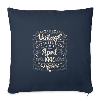 Vintage Né(e) en Avril 1990. anniversaire avril. - Housse de coussin décorative 45 x 45 cm - bleu marine - Devant