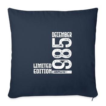 Cadeau Anniversaire Décembre 1985. Decembre 1985. - Housse de coussin décorative 45 x 45 cm - bleu marine - Devant