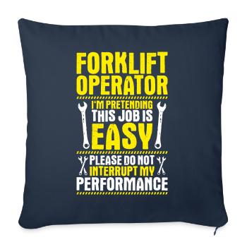Élévateur de chariot élévateur Forklift - Housse de coussin décorative 45 x 45 cm - bleu marine - Devant
