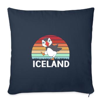 Macareux Papageientaucher - Housse de coussin décorative 45 x 45 cm - bleu marine - Devant