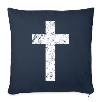 Croix chrétienne avec un effet usé - Housse de coussin décorative 45 x 45 cm - bleu marine - Devant