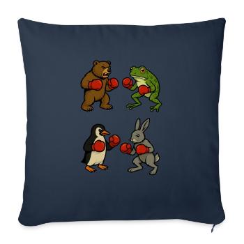 ours grenouille pingouin lapin boxe combat de ring de boxe - Housse de coussin décorative 45 x 45 cm - bleu marine - Devant