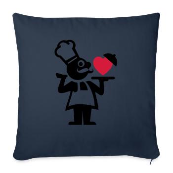 koch_mit_herz_f2 - Housse de coussin décorative 45 x 45 cm - bleu marine - Devant