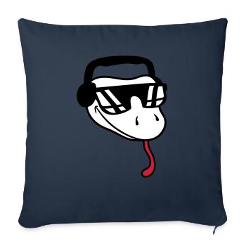 visage cool dj musique fête célébrer lunettes de soleil ko - Housse de coussin décorative 45 x 45 cm - bleu marine - Devant