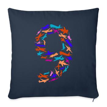 Birthday Boy 9 Years Airplane Airplanes - Sofa pillowcase 17,3'' x 17,3'' (45 x 45 cm) - navy - Front