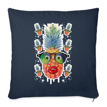 06 Crazy Pineapple in Love Sunglasses funny - Sofakissenbezug 45 x 45 cm - Navy - Vorne