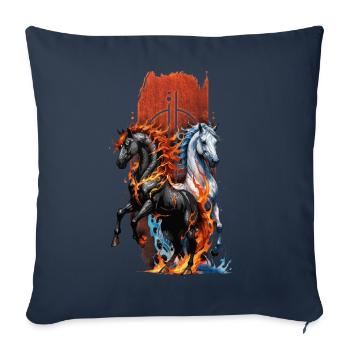 Équidé élémentaire : Cheval de feu et d’eau - Housse de coussin décorative 45 x 45 cm - bleu marine - Devant