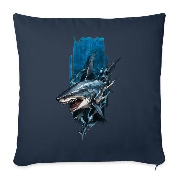 Fierce Shark Design: Deep Blue Predator - Sofa pillowcase 17,3'' x 17,3'' (45 x 45 cm) - navy - Front