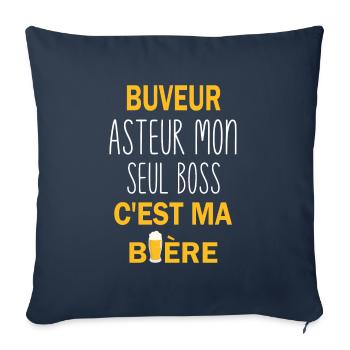 Buveur asteur mon seul boss c'est ma bière - Housse de coussin décorative 45 x 45 cm - bleu marine - Devant