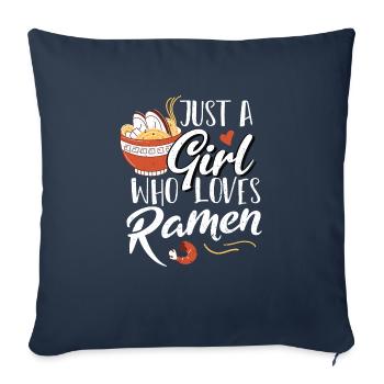 Juste une fille qui aime les ramen - Ramen - Housse de coussin décorative 45 x 45 cm - bleu marine - Devant