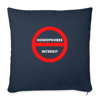 HOMOPHOBES INTERDIT - Housse de coussin décorative 45 x 45 cm - bleu marine - Devant