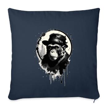 Singe avec chapeau - Housse de coussin décorative 45 x 45 cm - bleu marine - Devant