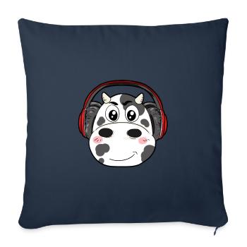 Cow with headphones - Sofa pillowcase 17,3'' x 17,3'' (45 x 45 cm) - navy - Front