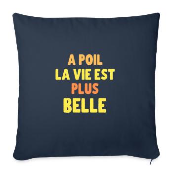 Cadeau humour naturiste homme et femme - Housse de coussin décorative 45 x 45 cm - bleu marine - Devant