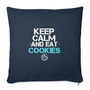 Reste Calme et Mange des cookies - Housse de coussin décorative 45 x 45 cm - bleu marine - Devant