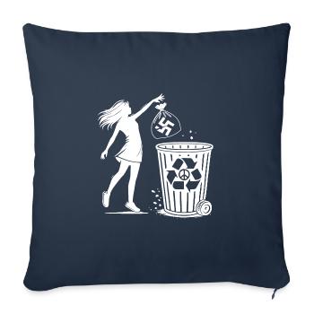 gegen nazis - Gegen Rechts - fck nzs - Sofakissenbezug 45 x 45 cm - Navy - Vorne