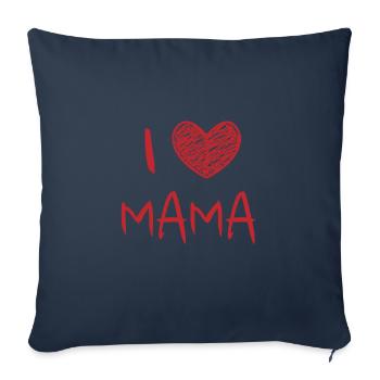 J'aime maman - Housse de coussin décorative 45 x 45 cm - bleu marine - Devant