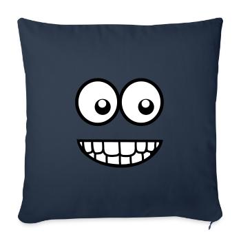 Visage comique drôle (Crazy & Cool) - Smiley - Housse de coussin décorative 45 x 45 cm - bleu marine - Devant
