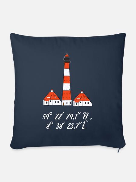Leuchtturm Westerhever Koordinaten - Sofakissenbezug 45 x 45 cm - Navy