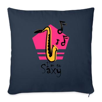 Saxophone Saxophone musique instrument cadeau idée - Housse de coussin décorative 45 x 45 cm - bleu marine - Devant