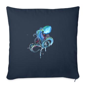 kraake octopus tentacal illu fish octopus ora - Sofa pillowcase 17,3'' x 17,3'' (45 x 45 cm) - navy - Front
