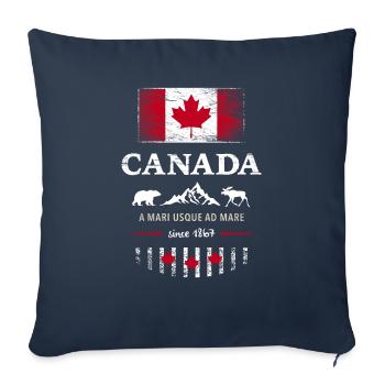 Drapeau unifolié Canada Canada Amérique - Housse de coussin décorative 45 x 45 cm - bleu marine - Devant