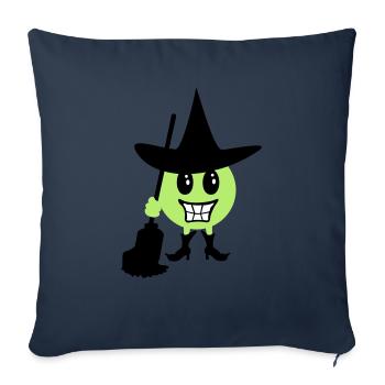 Witch Emoticon / Witch Halloween Emoji (b, 3c) - Sofa pillowcase 17,3'' x 17,3'' (45 x 45 cm) - navy - Front