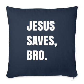 Jésus sauve, Bro. - Housse de coussin décorative 45 x 45 cm - bleu marine - Devant