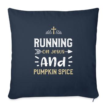 Courir sur Jésus et les épices à la citrouille - Housse de coussin décorative 45 x 45 cm - bleu marine - Devant