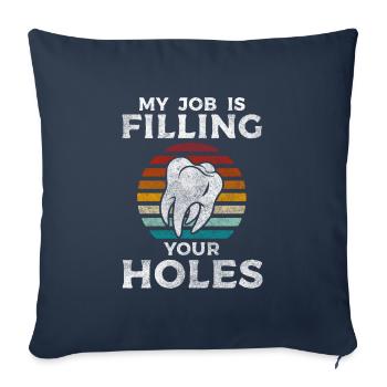 Spécialité du dentiste Important - Housse de coussin décorative 45 x 45 cm - bleu marine - Devant